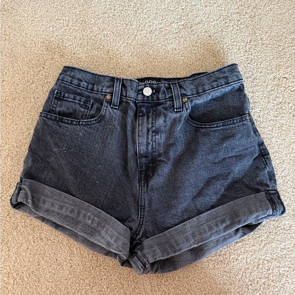BDG Black High-Waisted Jean Shorts Rolled Hem